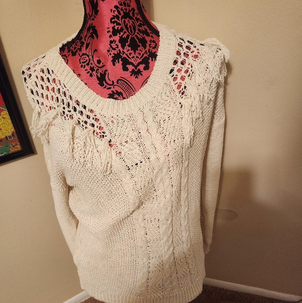 Rebecca Minkoff Cream Knit Sweater Small Excellent